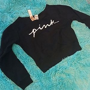 Brand new pink fleece crop top sweatshirt
